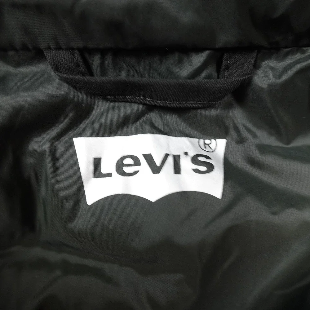 NEW Levis Jacket Mens M Black Insulated Hooded Full Zip Puffer Coat Quilted Work